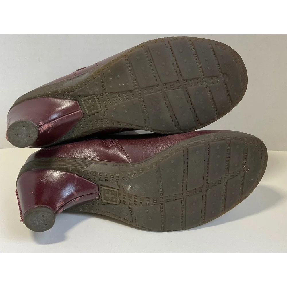Dr. Martens Jenna Dia Burgundy Leather Button Ankle Boots Womens Size 7